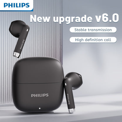 PHILIPS 2025 Wireless Earbuds — V6.0 Upgrade, Low Latency, Long Battery Life, Noise-Isolating with Microphone for Gaming, Sports & Music
