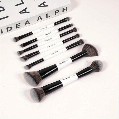 MAANGE 7-Piece Double-Head Makeup Brush Set – Soft Thick Bristles for Foundation, Powder, Blush & Travel-Friendly Beauty Application