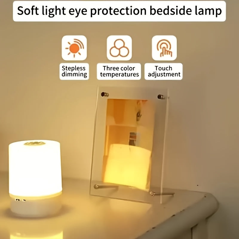 2026 Touch Bedside Lamp – Portable Dimmable LED Table Light with 3-Color Warm White Modes & USB Charging, Perfect Bedroom or Living Room Gift