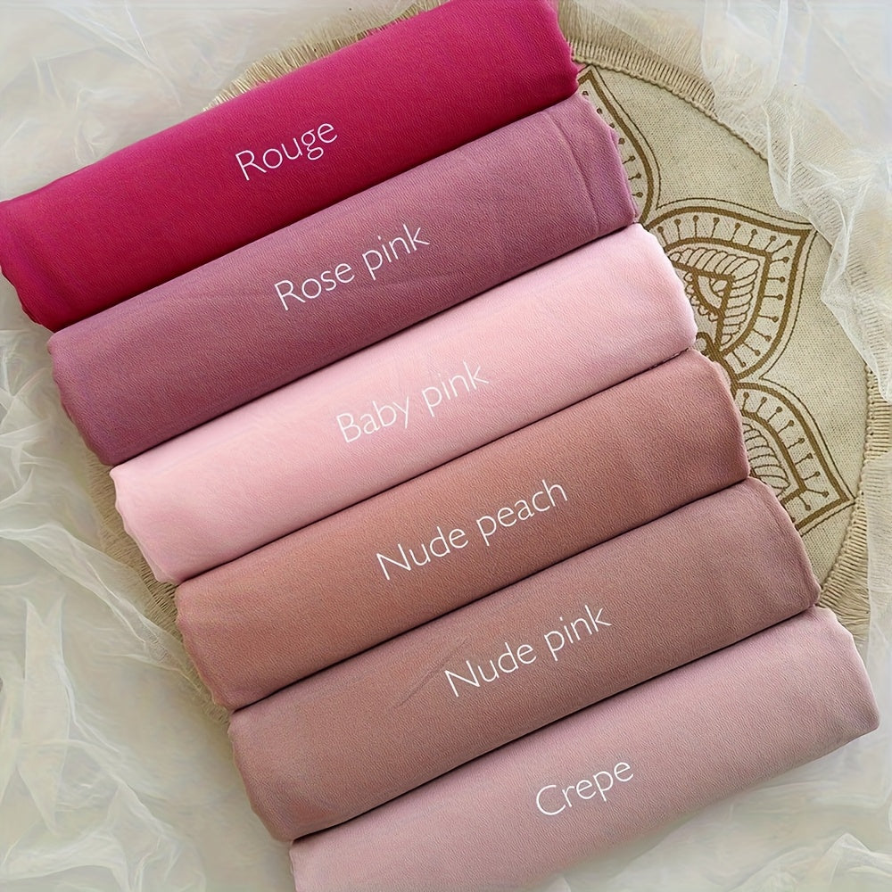 6-Piece Premium Satin Hijab Set – Non-Stretch Snug-Fit Scarves in 10 Solid Colors for Ramadan & Modest Fashion