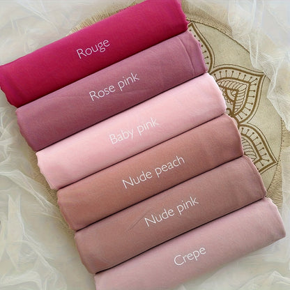 6-Piece Premium Satin Hijab Set – Non-Stretch Snug-Fit Scarves in 10 Solid Colors for Ramadan & Modest Fashion