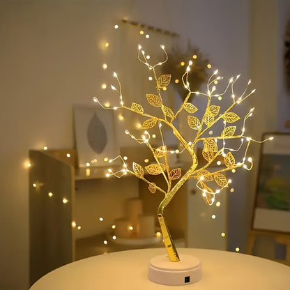 Golden Leaf Tree Lamp – 72 LED USB-Powered Decorative Light with Elegant Branch Design for Home & Events