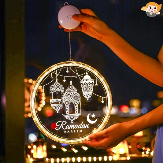 فوانيس رمضان بتقنية LED | أضواء معلقة متعددة الأنماط على شكل هلال لتزيين الاحتفالات، تعمل بالبطارية (البطارية غير مرفقة)، سهلة التركيب