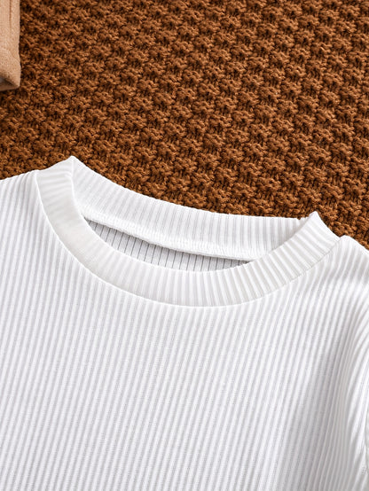 Girls’ 4-Piece Autumn/Winter Fashion Set – Button-Up Coat, Ribbed Long-Sleeve Top, Checkered Elastic-Waist Skirt & Matching Beret