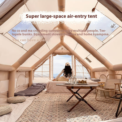 PAKICETUS 8-Person Inflatable Camping Tent — All-Season Heavy-Duty Oxford Air Cabin with Stove Jack, Easy Setup, Mesh Windows & Doors, Spacious Outdoor Shelter for Glamping, Hiking & Travel