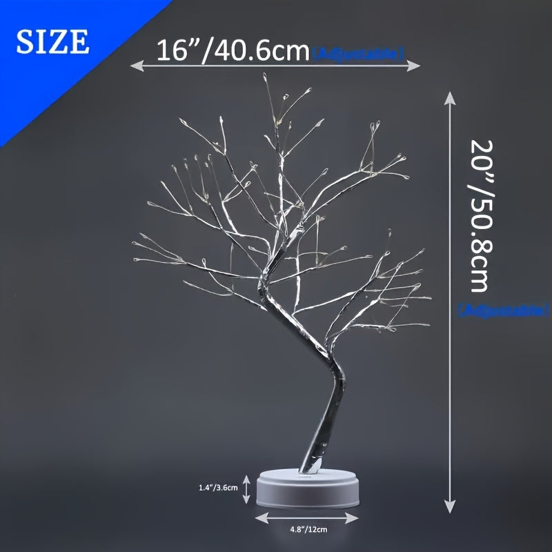 108 LED Bonsai Tree Lamp – Warm White Decorative Light with USB & Battery Power, Touch Control, Modern Table Decor
