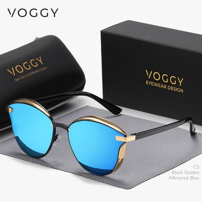 VOGGY Retro Butterfly Polarized Sunglasses – Stylish Metal Frame Unisex Eyewear for Driving & Parties