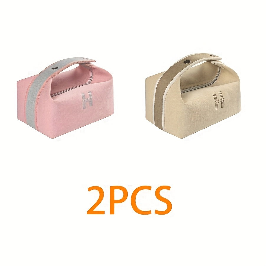 2pcs Chic Canvas Storage Bags – Portable Mini Organizers for Coins, Keys & Makeup, Stylish Travel Essentials