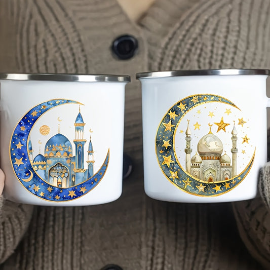 [12pcs Ramadan Moon Themed Decals] 12pcs Ramadan Moon Themed UV DTF Self-Adhesive Decals, High-Quality Waterproof Plastic Decorative Designs, for Glassware, Mugs, Laptops, and Refrigerators