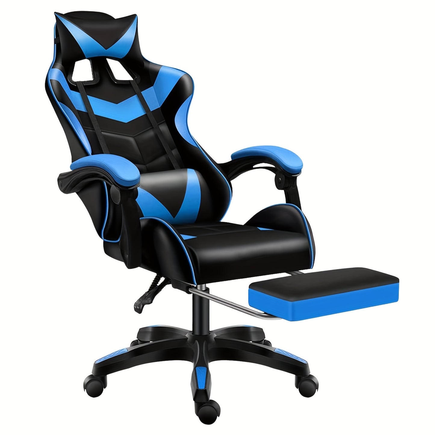 Ergonomic Gaming Chair – Adjustable High-Back Faux Leather Seat with Lumbar Support & Silent Casters, Black