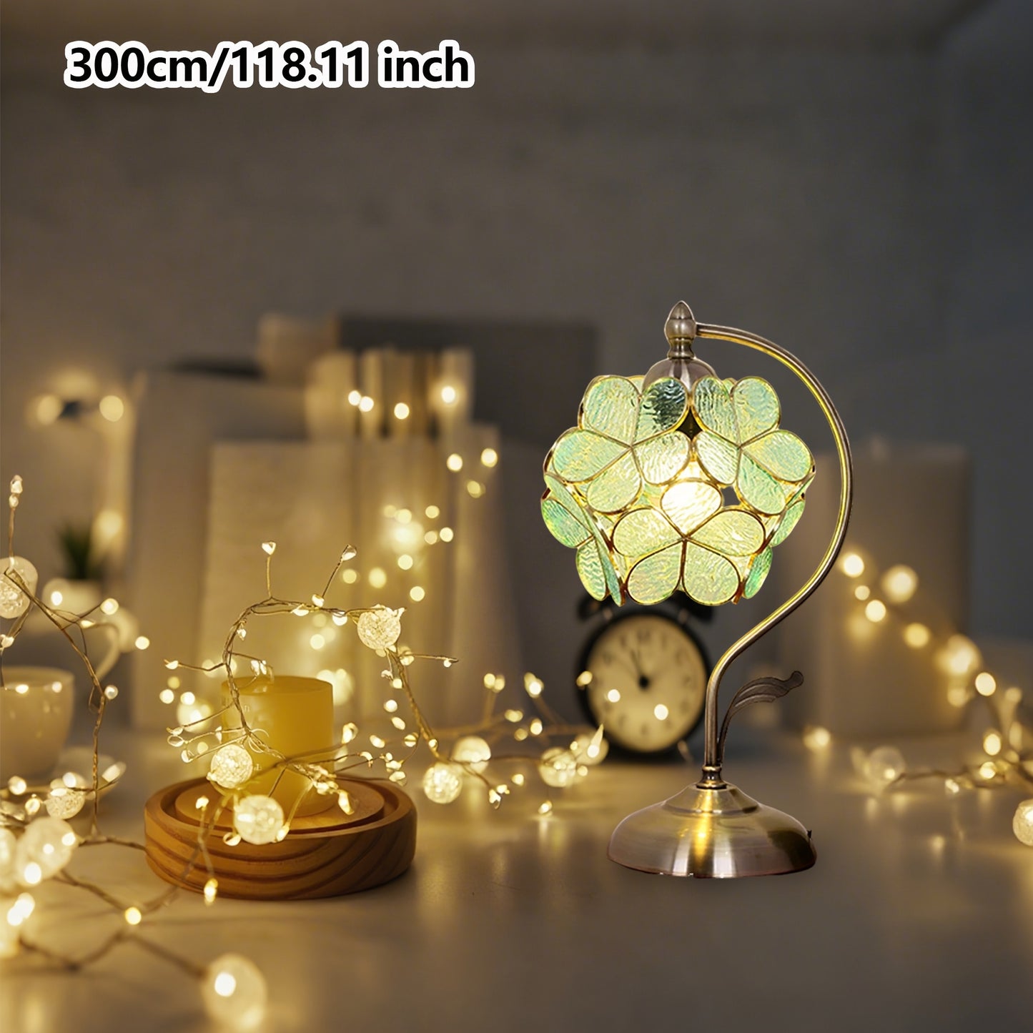 300 Cm / 118.11 Inches Long LED Ice Crack Ball String Lights - Elegant Hanging Decoration, Ramadan String Lights, Suitable for Weddings, Parties, Ramadan Festival, Eid Al-Fitr, Home/Office Decor, No Batteries Required, Easy t