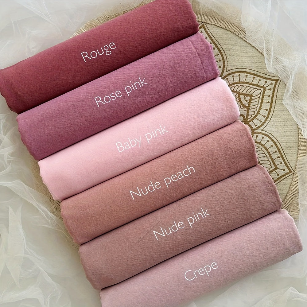 6-Piece Premium Satin Hijab Set – Non-Stretch Snug-Fit Scarves in 10 Solid Colors for Ramadan & Modest Fashion