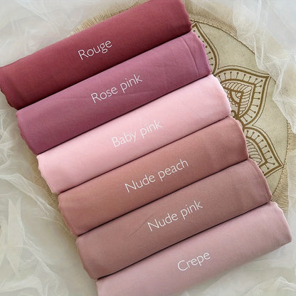 6-Piece Premium Satin Hijab Set – Non-Stretch Snug-Fit Scarves in 10 Solid Colors for Ramadan & Modest Fashion