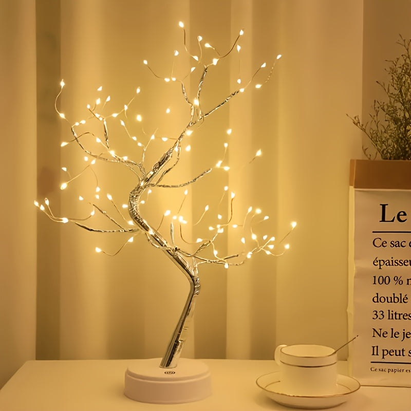 108 LED Bonsai Tree Lamp – Warm White Decorative Light with USB & Battery Power, Touch Control, Modern Table Decor