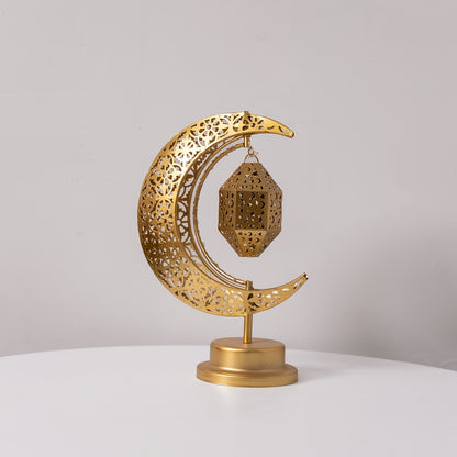 LED Iron Hollow Moon Light | Rotatable, Suitable for Desk Lamp, Decorative for Christmas, Ramadan, Valentine'S Day, Winter Holidays