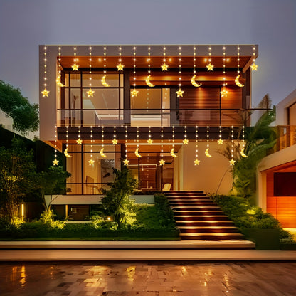 1pc Moon & Star LED String Lights, 8 Lighted Modes, 300cm/9.84ft USB Powered Fairy Light, Suitable for Ramadan, Eid Al-Fitr, Eid Al-Adha, Home, Bedroom, Living Room, Wall, Wedding, Birthday, Party, Family Gathering, Festival