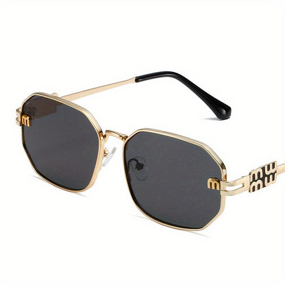 Stylish Polygonal for Women - Designer Retro Metal Punk Fashion Shades, Unisex Black Eyewear