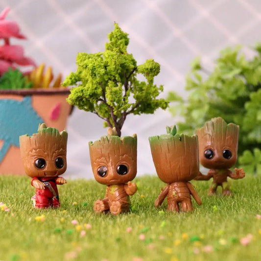 4pcs Set Mini Groot Cute Tree-Person Model Toys Adorable Baby Tree-Person Desktop Ornaments