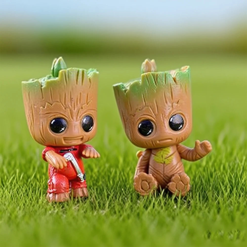 4pcs Set Mini Groot Cute Tree-Person Model Toys Adorable Baby Tree-Person Desktop Ornaments