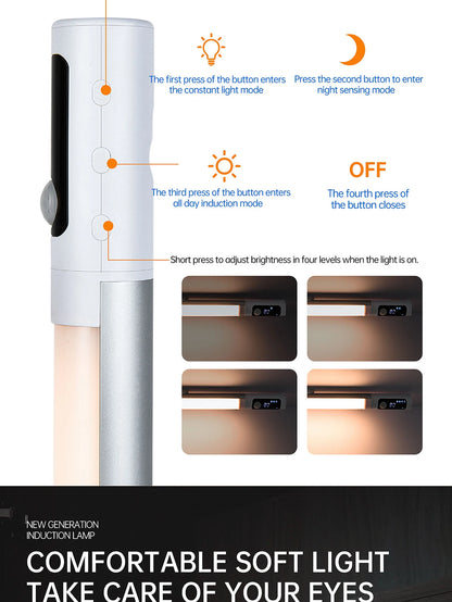مصباح ليلي مزود بمستشعر حركة - مصباح مكتب وخزانة LED قابل لإعادة الشحن من النوع C مع شاشة رقمية 