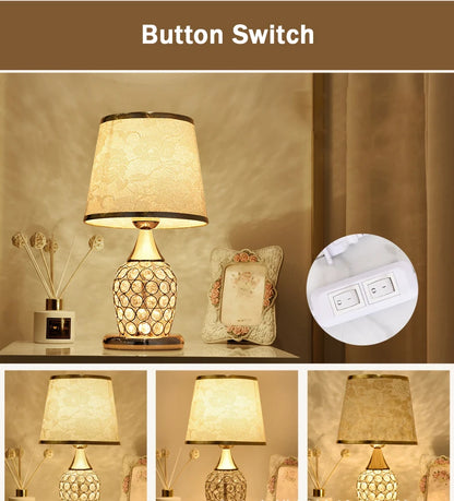 European Crystal Table Lamp – Modern Romantic Bedside Light with Warm Glow & Elegant Decorative Design