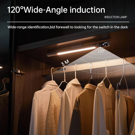 Motion Sensor Night Light – Type-C Rechargeable LED Desk & Cabinet Lamp with Digital Display