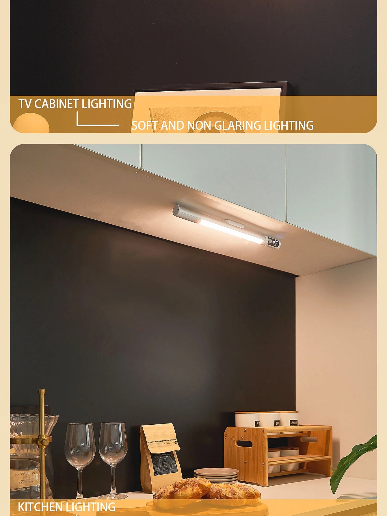 مصباح ليلي مزود بمستشعر حركة - مصباح مكتب وخزانة LED قابل لإعادة الشحن من النوع C مع شاشة رقمية 