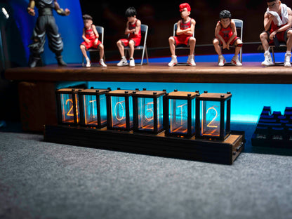 Luxury Nixie Glow Tube Clock – Wooden RGB Silent Digital Table Clock, Creative DIY Desktop Decoration & Gift