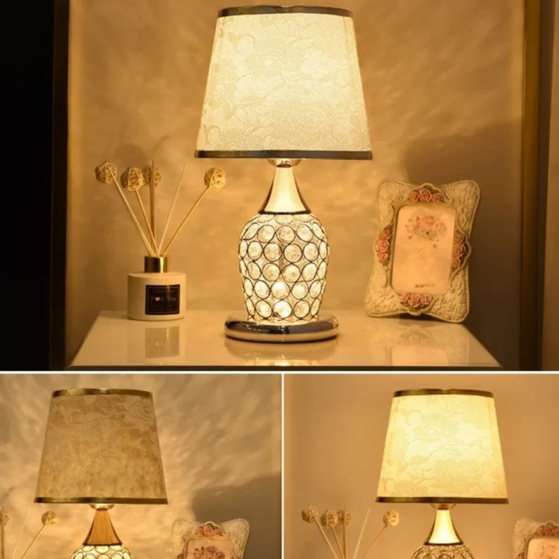 European Crystal Table Lamp – Modern Romantic Bedside Light with Warm Glow & Elegant Decorative Design