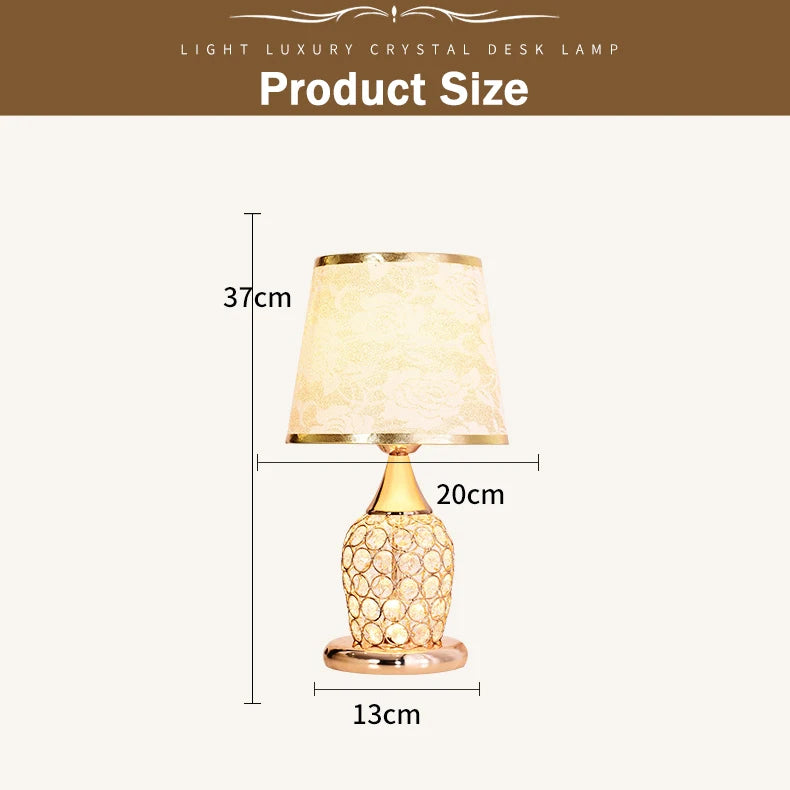 European Crystal Table Lamp – Modern Romantic Bedside Light with Warm Glow & Elegant Decorative Design