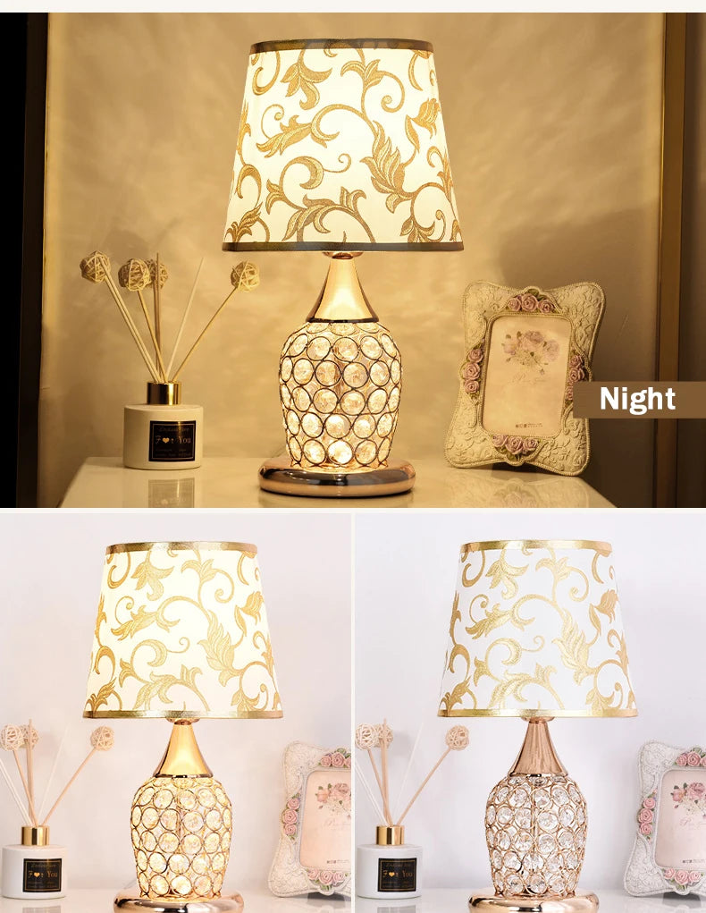 European Crystal Table Lamp – Modern Romantic Bedside Light with Warm Glow & Elegant Decorative Design