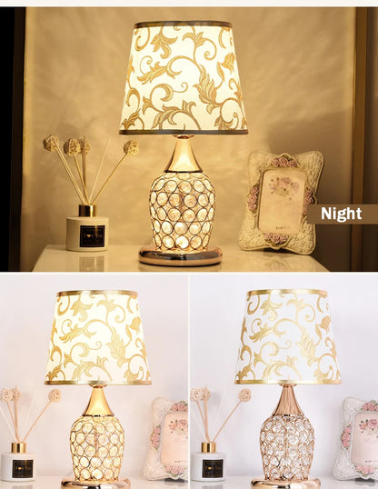 European Crystal Table Lamp – Modern Romantic Bedside Light with Warm Glow & Elegant Decorative Design