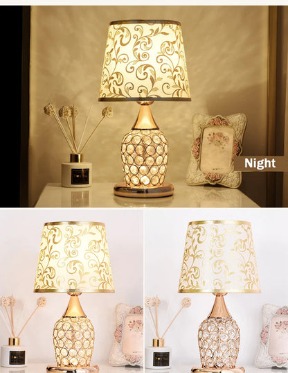 European Crystal Table Lamp – Modern Romantic Bedside Light with Warm Glow & Elegant Decorative Design