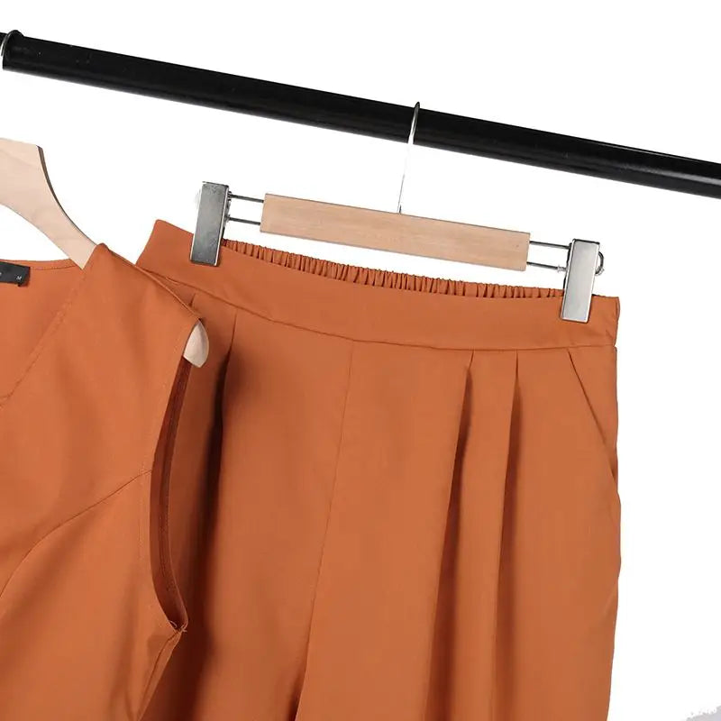 ZANZEA 2025 Elegant Two-Piece Set – Solid Color Vest Top & Wide Leg Pants, Summer Office Chic Outfit (Plus Size)