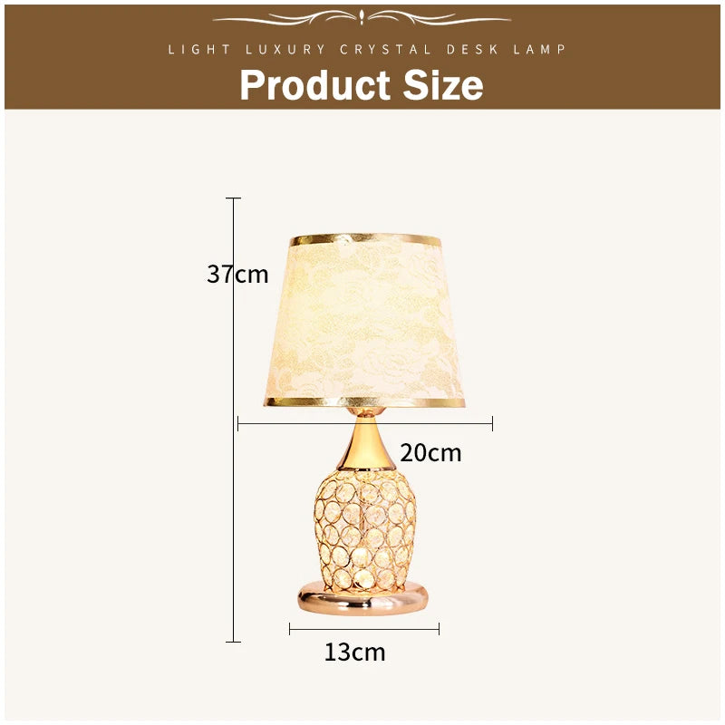 European Crystal Table Lamp – Modern Romantic Bedside Light with Warm Glow & Elegant Decorative Design