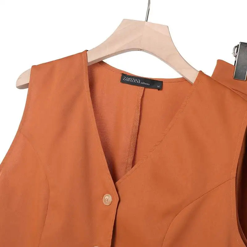 ZANZEA 2025 Elegant Two-Piece Set – Solid Color Vest Top & Wide Leg Pants, Summer Office Chic Outfit (Plus Size)
