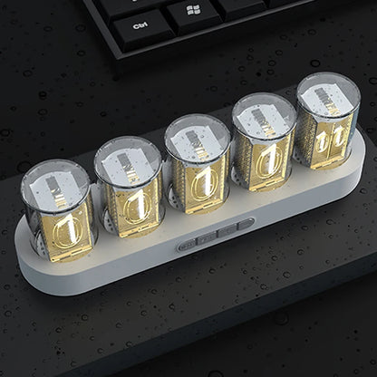 Digital Nixie Tube Clock with RGB LED Glows for Game Room Desktop Decoration. Luxury Box Packing for Gift Idea.