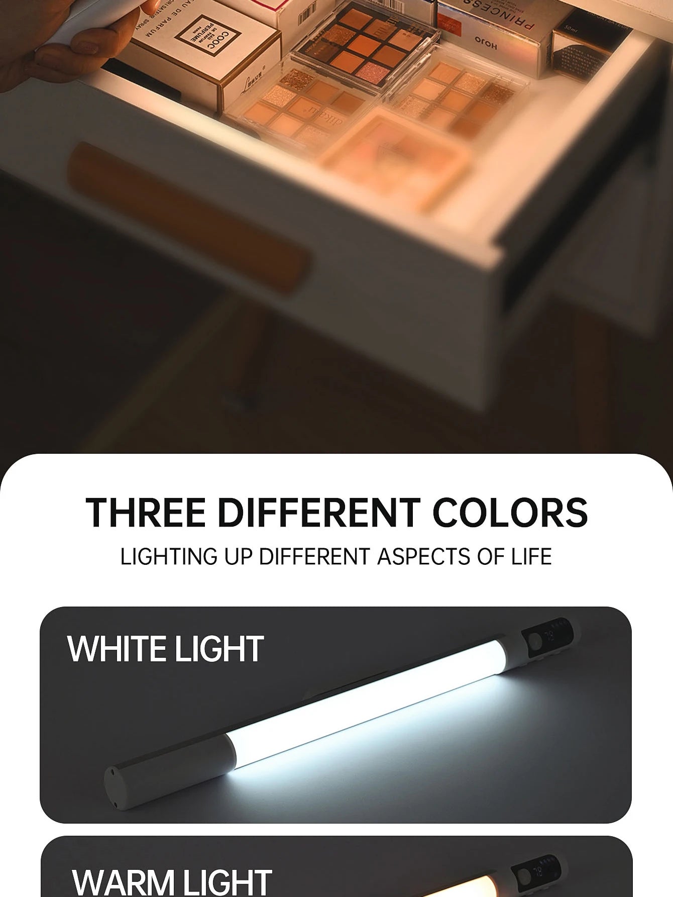 مصباح ليلي مزود بمستشعر حركة - مصباح مكتب وخزانة LED قابل لإعادة الشحن من النوع C مع شاشة رقمية 