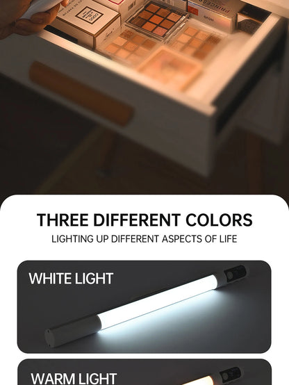 مصباح ليلي مزود بمستشعر حركة - مصباح مكتب وخزانة LED قابل لإعادة الشحن من النوع C مع شاشة رقمية 