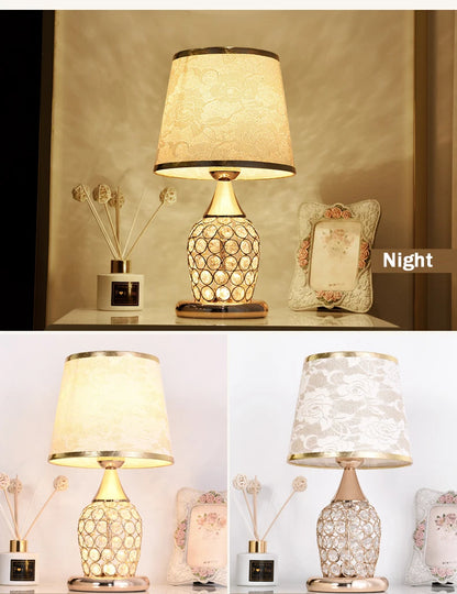 European Crystal Table Lamp – Modern Romantic Bedside Light with Warm Glow & Elegant Decorative Design
