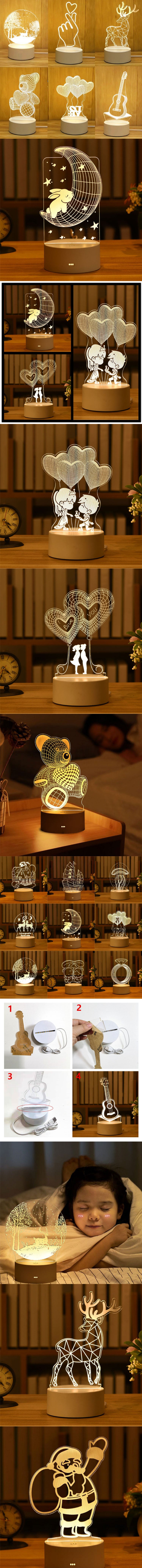 Romantic Love 3D Acrylic LED Lamp – Bedside Night Light for Home, Parties & Valentine’s Day Gifts