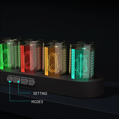 Digital Nixie Tube Clock with RGB LED Glows for Game Room Desktop Decoration. Luxury Box Packing for Gift Idea.