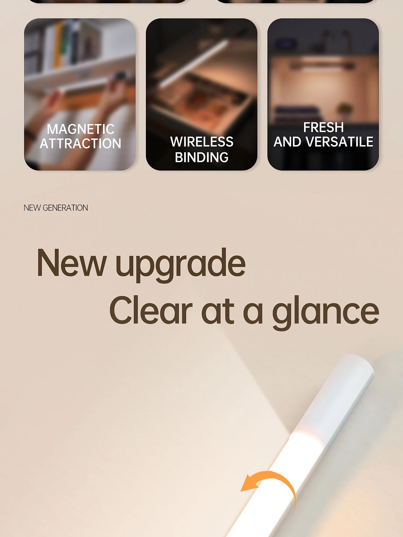 مصباح ليلي مزود بمستشعر حركة - مصباح مكتب وخزانة LED قابل لإعادة الشحن من النوع C مع شاشة رقمية 