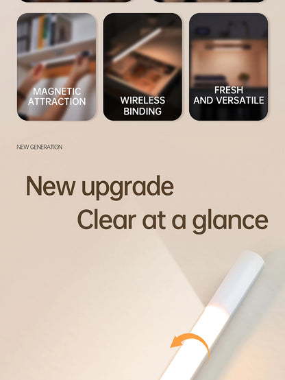 مصباح ليلي مزود بمستشعر حركة - مصباح مكتب وخزانة LED قابل لإعادة الشحن من النوع C مع شاشة رقمية 