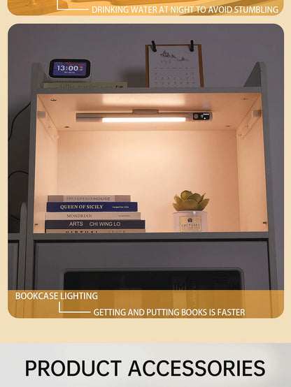 مصباح ليلي مزود بمستشعر حركة - مصباح مكتب وخزانة LED قابل لإعادة الشحن من النوع C مع شاشة رقمية 