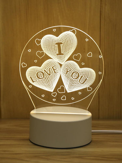 Romantic Love 3D Acrylic LED Lamp – Bedside Night Light for Home, Parties & Valentine’s Day Gifts