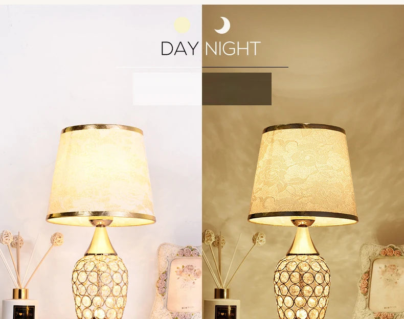 European Crystal Table Lamp – Modern Romantic Bedside Light with Warm Glow & Elegant Decorative Design