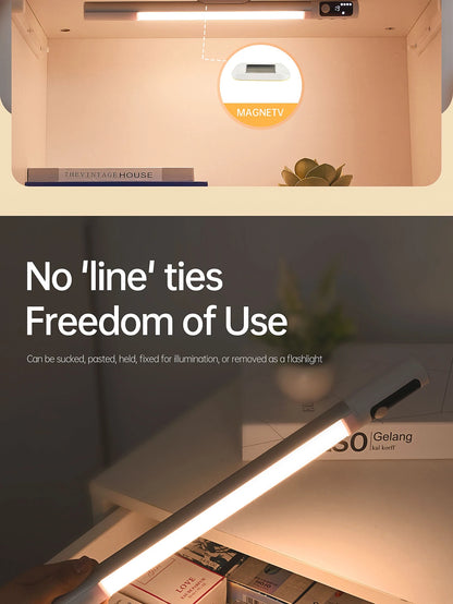 مصباح ليلي مزود بمستشعر حركة - مصباح مكتب وخزانة LED قابل لإعادة الشحن من النوع C مع شاشة رقمية 