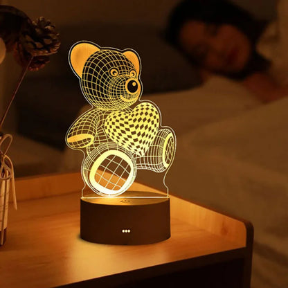 Romantic Love 3D Acrylic LED Lamp – Bedside Night Light for Home, Parties & Valentine’s Day Gifts