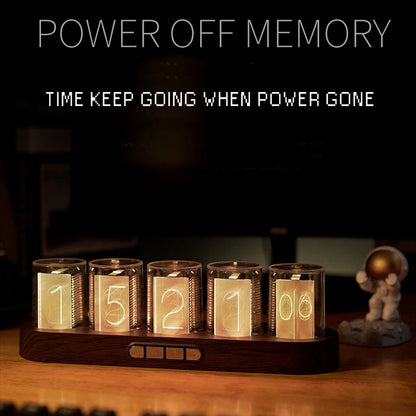 Digital Nixie Tube Clock with RGB LED Glows for Game Room Desktop Decoration. Luxury Box Packing for Gift Idea.